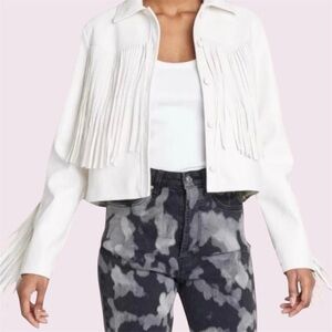 Fringe Faux Leather White Jack - Wild Fable